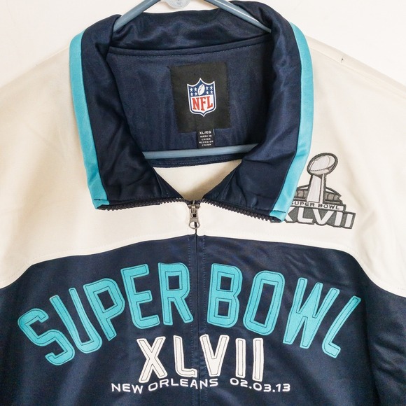 NFL Super Bowl XLVII Track Jacket Mens XL New Orleans Football Coat - Picture 10 of 16